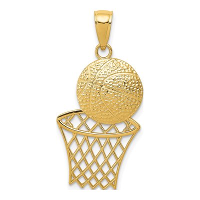 10K Yellow Gold Basketball Net Pendant