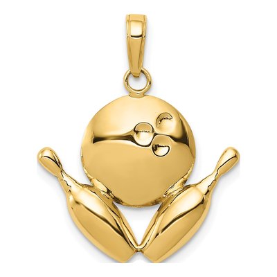 10K Yellow Gold Bowling Pendant