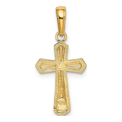 10K Yellow Gold Beaded Cross Pendant – view 4