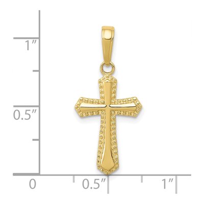 10K Yellow Gold Beaded Cross Pendant – view 5