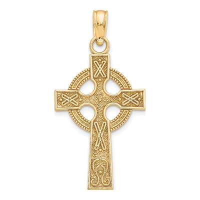 10K Yellow Gold Celtic Cross Eternity Pendant