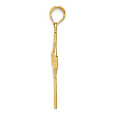10K Yellow Gold Diamond-Cut Celtic Cross Pendant – view 3