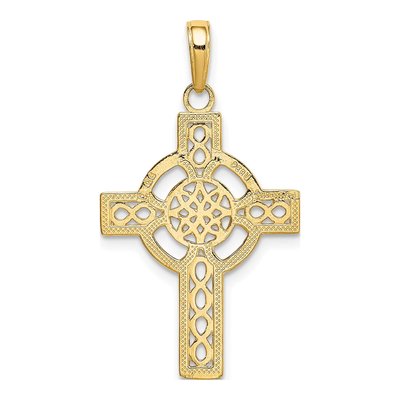 10K Yellow Gold Diamond-Cut Celtic Cross Pendant – view 4