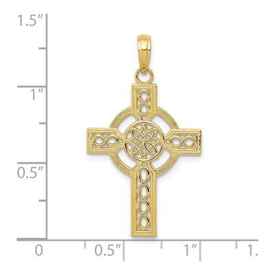 10K Yellow Gold Diamond-Cut Celtic Cross Pendant – view 5