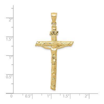 10K Yellow Gold Large INRI Crucifix Pendant – view 4
