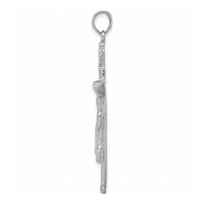 10K White Gold Large INRI Crucifix Pendant – view 3