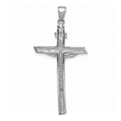 10K White Gold Large INRI Crucifix Pendant – view 5