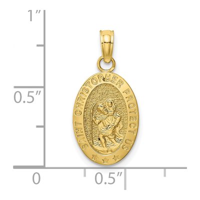10K Yellow Gold Oval Saint Christopher Pendant – view 4