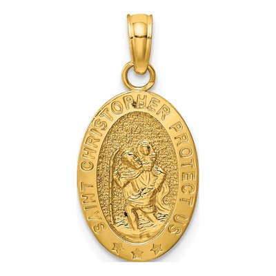 10K Yellow Gold Oval Saint Christopher Pendant