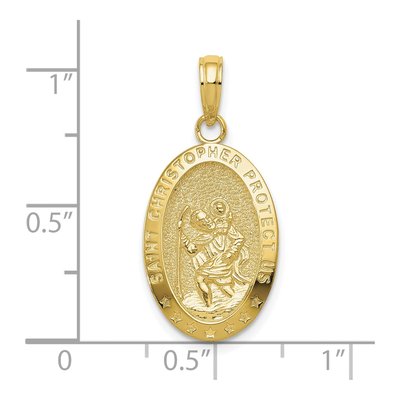 10K Yellow Gold Oval Saint Christopher Pendant – view 4