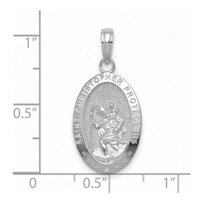 10K White Gold Saint Christopher Oval Medal Pendant – view 2