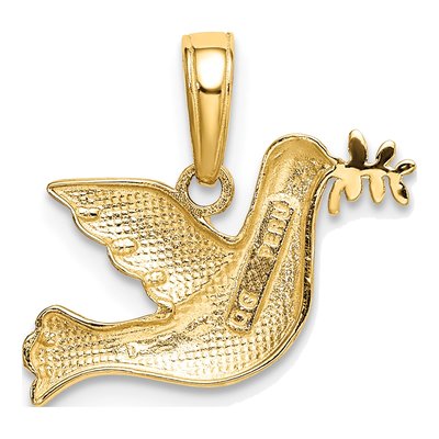 10K Yellow Gold Dove Olive Branch Charm – view 5