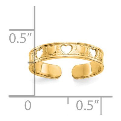 10K Yellow Gold Cut-Out Hearts Toe Ring – view 4