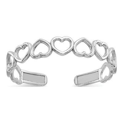 10K White Gold Cut-Out Hearts Toe Ring