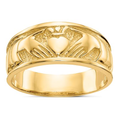 10K Yellow Gold 8mm Claddagh Band