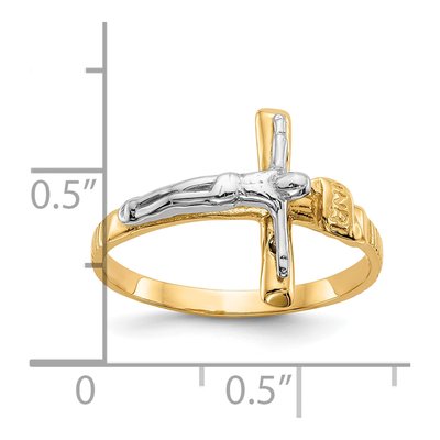 10K Two-Tone Gold INRI Crucifix Ring – view 4
