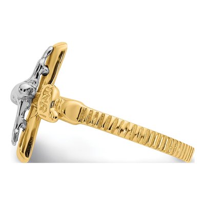 10K Two-Tone Gold INRI Crucifix Ring – view 5