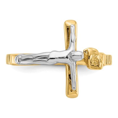10K Two-Tone Gold INRI Crucifix Ring – view 6