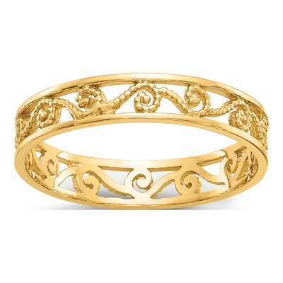 10K Yellow Gold 4mm Filigree Band