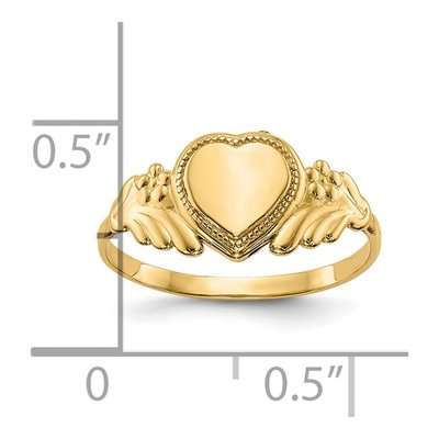 10K Yellow Gold Heart Signet for Baby Ring – view 4
