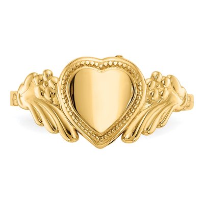 10K Yellow Gold Heart Signet for Baby Ring – view 6