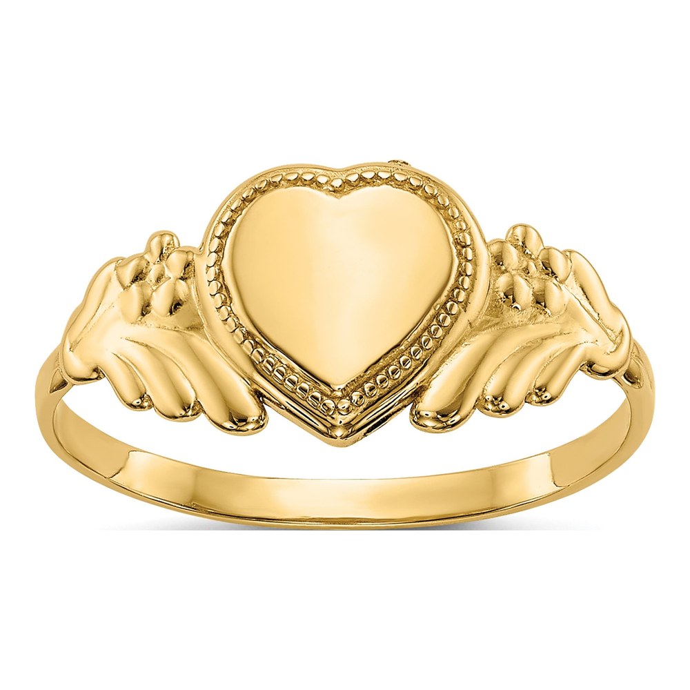 10K Yellow Gold Heart Signet for Baby Ring