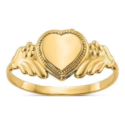 10K Yellow Gold Heart Signet for Baby Ring