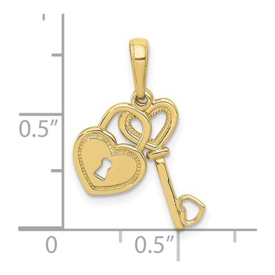 10K Yellow Gold Heart Key Lock Set Charm – view 4