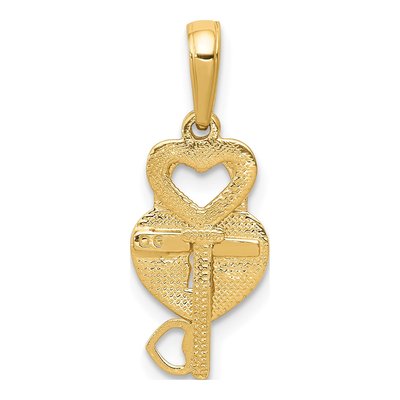 10K Yellow Gold Heart Key Lock Set Charm – view 5