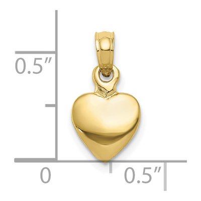 10K Yellow Gold 3-D Small Heart Pendant – view 3