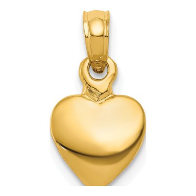 10K Yellow Gold 3-D Small Heart Pendant