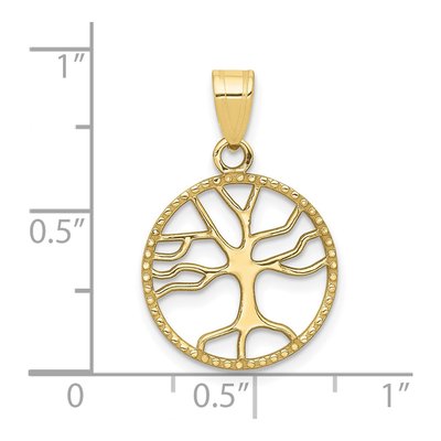 10K Yellow Gold Tree of Life Round Pendant – view 4
