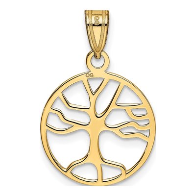 10K Yellow Gold Tree of Life Round Pendant – view 5