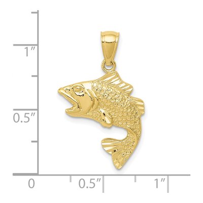 10K Yellow Gold Bass Fish Pendant – view 4