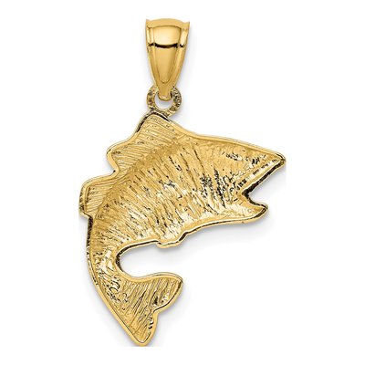 10K Yellow Gold Bass Fish Pendant – view 5