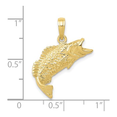 10K Yellow Gold Bass Fish Pendant – view 4