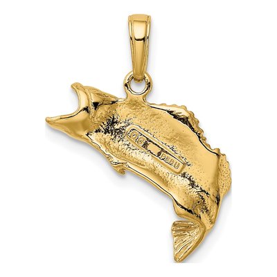 10K Yellow Gold Bass Fish Pendant – view 5
