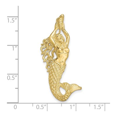 10K Yellow Gold Textured Mermaid Slide Pendant – view 4