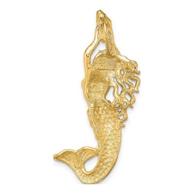 10K Yellow Gold Textured Mermaid Slide Pendant – view 5