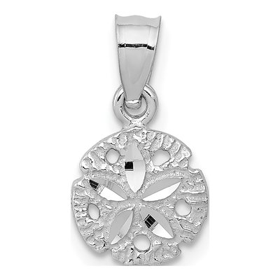 10K White Gold Sand Dollar Pendant