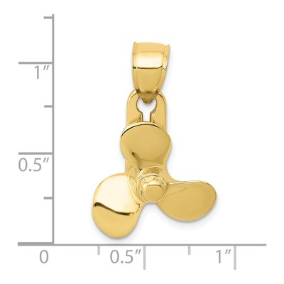 10K Yellow Gold 3-D Moveable Propeller Pendant – view 4