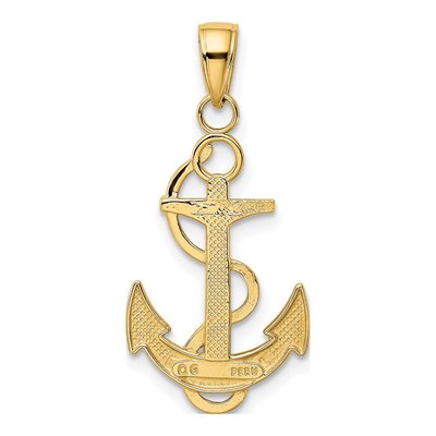 10K Yellow Gold Anchor Pendant – view 4