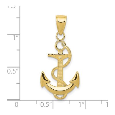 10K Yellow Gold Anchor Pendant – view 5