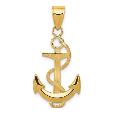 10K Yellow Gold Anchor Pendant