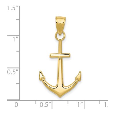 10K Yellow Gold Anchor Pendant – view 5