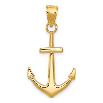 10K Yellow Gold Anchor Pendant