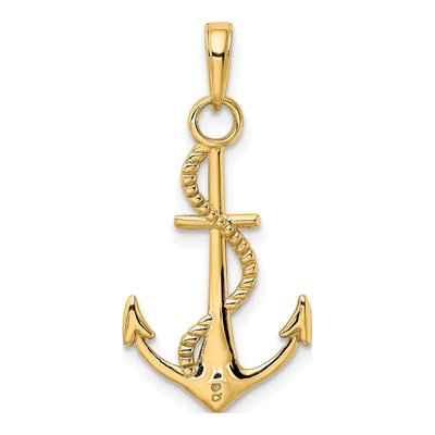 10K Yellow Gold Anchor Pendant – view 4
