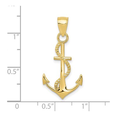 10K Yellow Gold Anchor Pendant – view 5