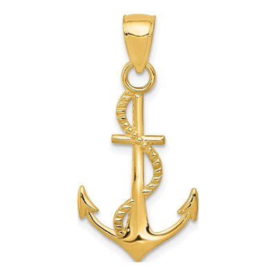 10K Yellow Gold Anchor Pendant