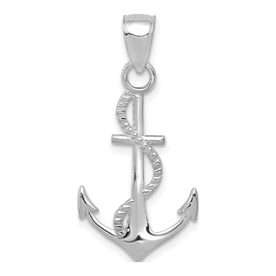 10K White Gold Anchor Pendant